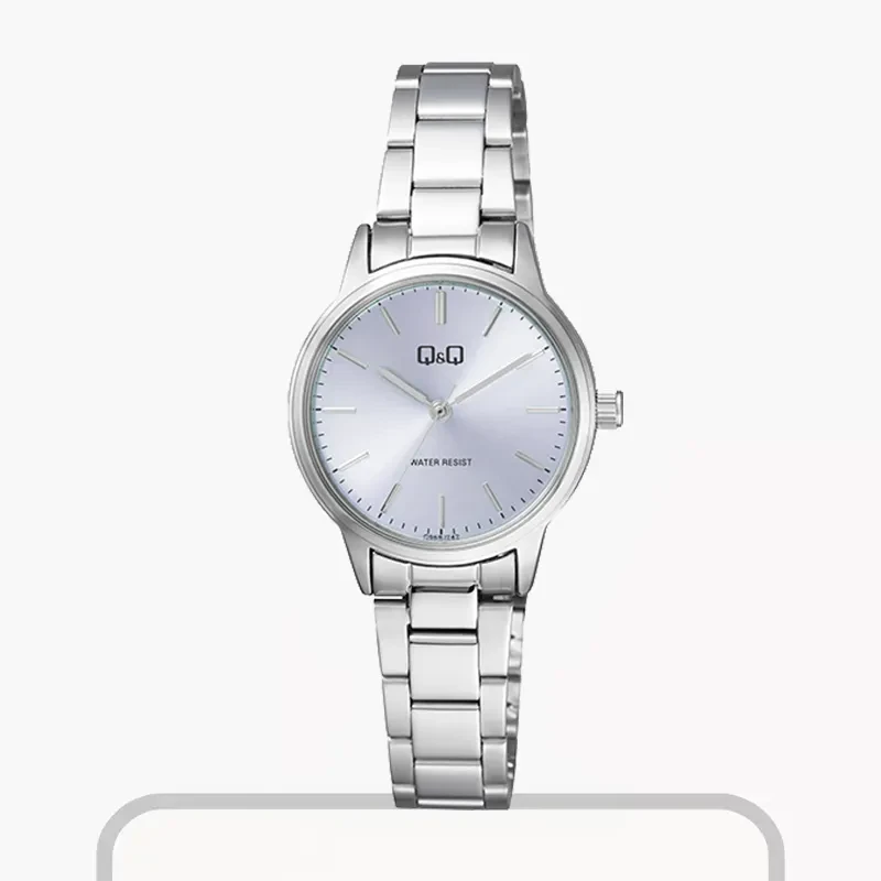 Q&Q Light Blue Dial Stainless Steel Ladies Watch- Q969J232Y